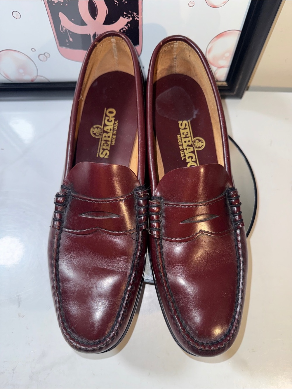 Vintage Sebago Mens Classic Dan Brown/Burgundy Loafers - Size 11